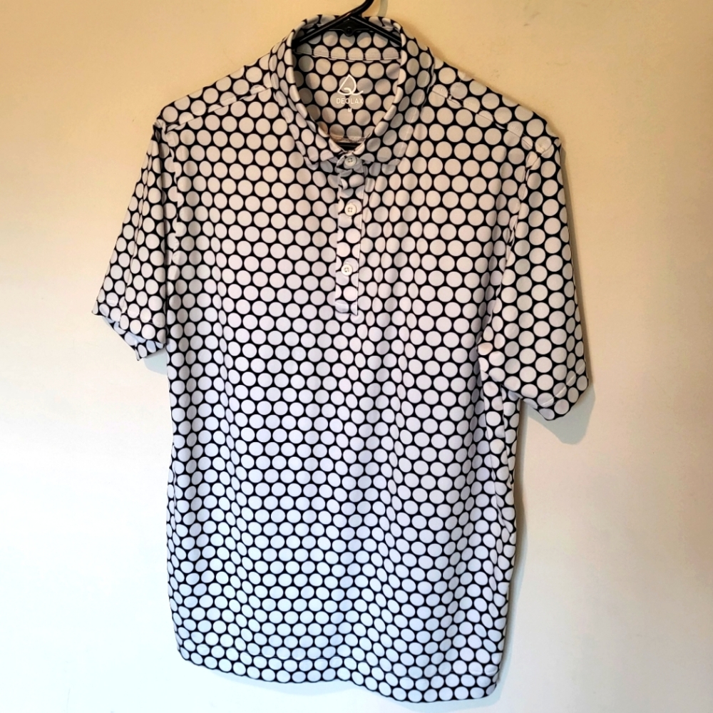 Men's Black and White Polka Dot Polo Shirt